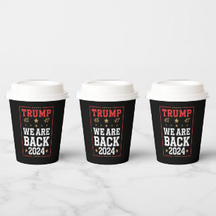 Vasos De Papel Estamos de vuelta Trump USA Bandera Elección Ganad