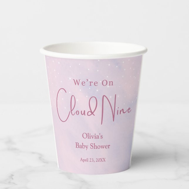 Vasos De Papel Estamos en Cloud Nueve Chica Baby Shower (Anverso)