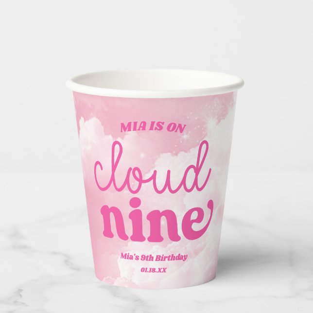 Vasos De Papel Estamos En La Nueve Fiesta De Nacimientos Rosa Nov (Anverso)