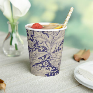 Vasos De Papel Estampado de Alhelí Azul Antiguo de William Morris