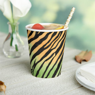 Vasos De Papel Estampado de pieles de tigre rayadas modernas gato