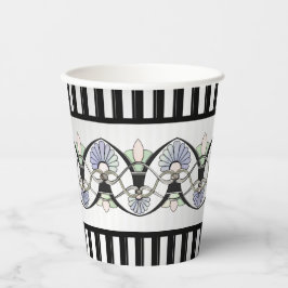 Vasos De Papel Estanques Art Nouveau Pastel, Lilies y Arcos Negro