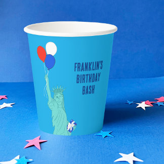 Vasos De Papel Estatua de la Libertad de dibujos animados patriót
