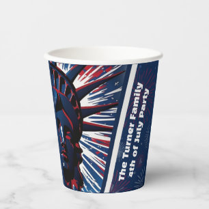 Vasos De Papel Estatua Patriótica Azul Rojo de la Libertad 4 de j