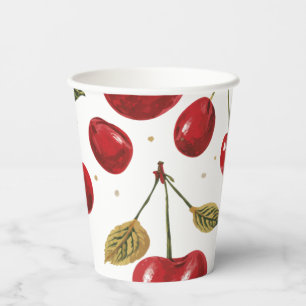 Vasos De Papel Estética Moderna Viral Cereza Vibrante