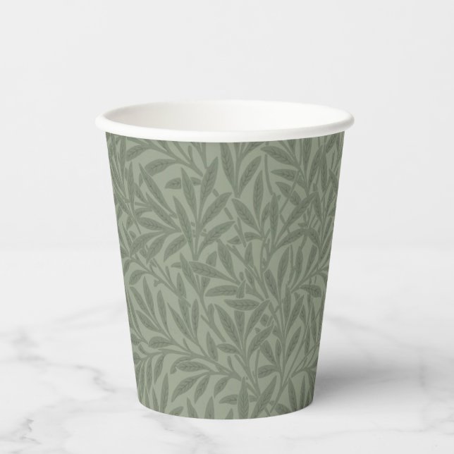 Vasos De Papel Estilo antiguo verde salvia de William Morris Will (Anverso)