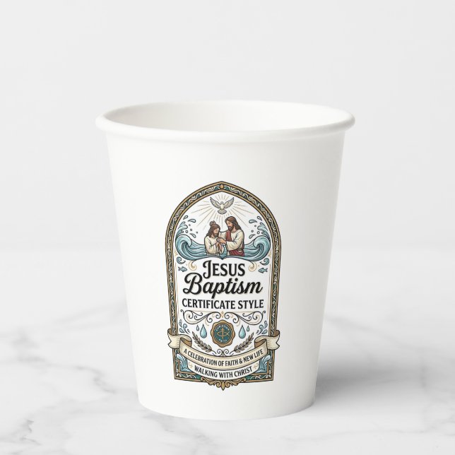 Vasos De Papel Estilo de Certificado de Bautismo de Jesús Certifi (Anverso)