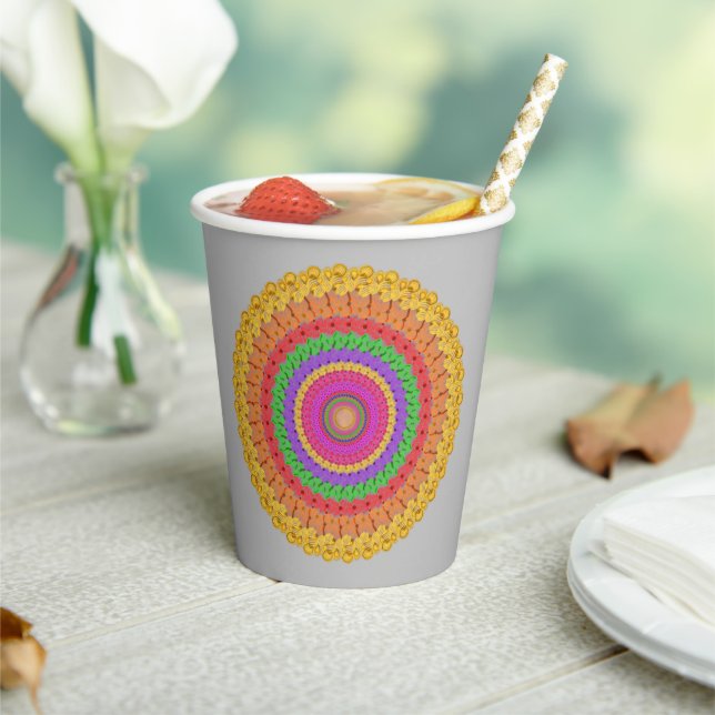 Vasos De Papel Estilo de crochet amarillo Mandala Ball - (in situ)