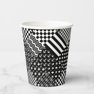 Vasos De Papel Estilo de patrón mixto blanco negro minimalista