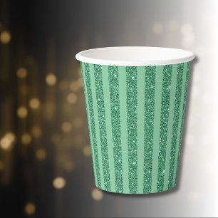 Vasos De Papel Estilo de rayas verticales de brillo verde jade cl