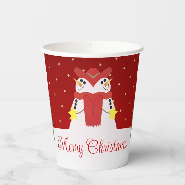 Vasos De Papel Estilo de vacaciones de Snowman (Izquierda)
