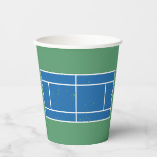 Vasos De Papel Estilo perturbado de la pista de tenis azul y verd