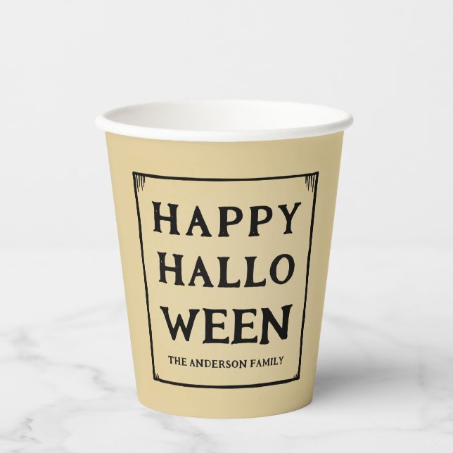 Vasos De Papel estilo retro feliz de halloween (Anverso)