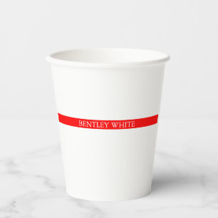 Vasos De Papel Estilo rojo moderno blanco simple simple nombre