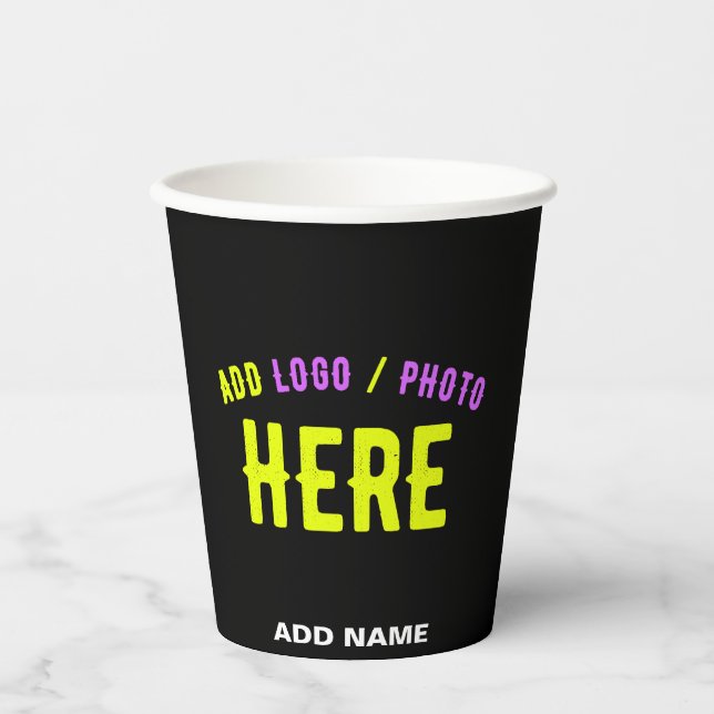 VASOS DE PAPEL ESTILOSO MODERNO PERSONALIZABLE NEGRO VERIFICADO D (Anverso)