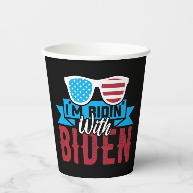 Vasos De Papel Estoy Ridin con Biden (Anverso)
