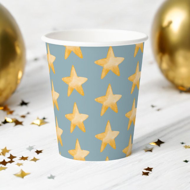 Vasos De Papel Estrella de acuarela repetitiva (Subido por el creador)