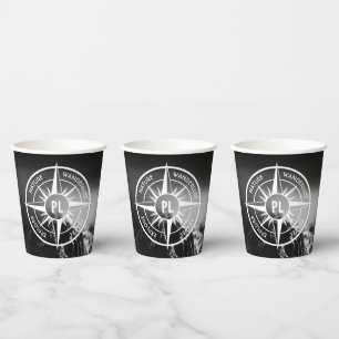 Vasos De Papel Estrella de brújula emblema monopólico montañas dr