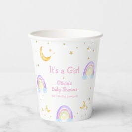 Vasos De Papel Estrella de la luna del arcoiris colorida Pastel B
