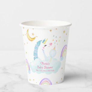Vasos De Papel Estrella de la luna del arcoiris colorida Unicorn 
