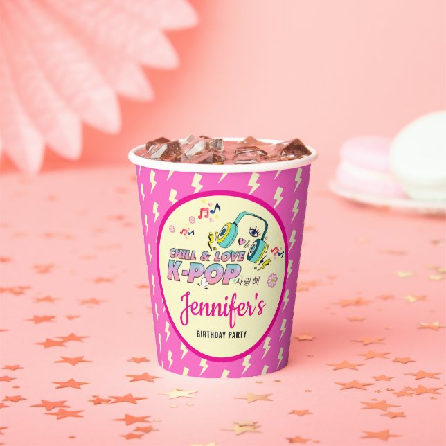 Vasos De Papel Estrella de música K-Pop de Fiesta de cumpleaños s (in situ)