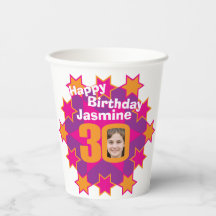 Estrella rosa amarillo dorado 30 cumpleaños dos fo