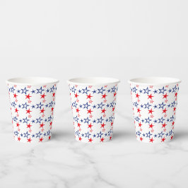 VASOS DE PAPEL ESTRELLAS AZULES BLANCAS PATRIOTAS