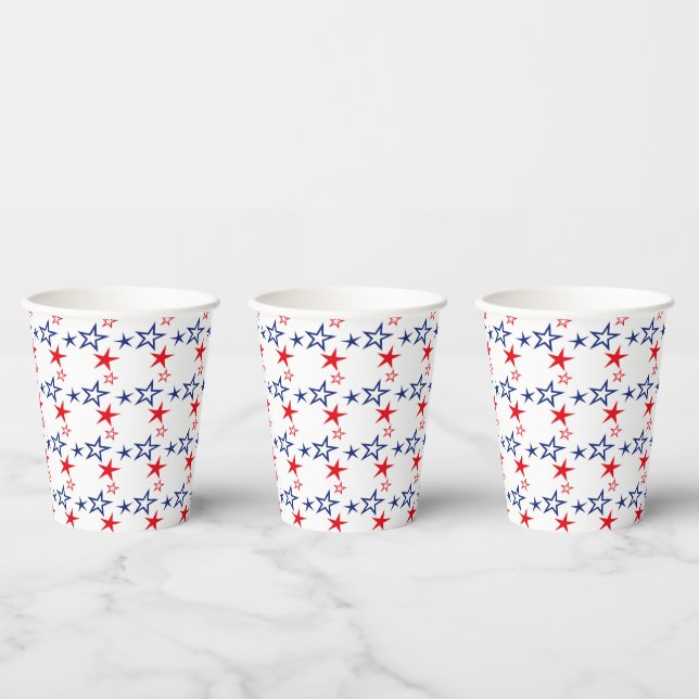 VASOS DE PAPEL ESTRELLAS AZULES BLANCAS PATRIOTAS (Multi)