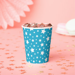 Vasos De Papel Estrellas blancas con color de fondo editable