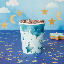 Vasos De Papel Estrellas colgantes azules en papel