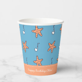 Vasos De Papel Estrellas costeras y notas musicales Feliz cumplea