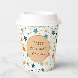 Vasos De Papel Estrellas de mandarina turquesa