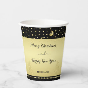 Vasos De Papel Estrellas de Navidades brillantes de oro, trapos d