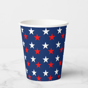 Vasos De Papel Estrellas de patrón patriótico en azul