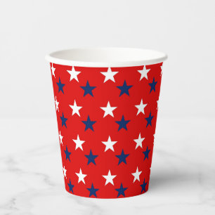 Vasos De Papel Estrellas de patrones patrióticos en rojo