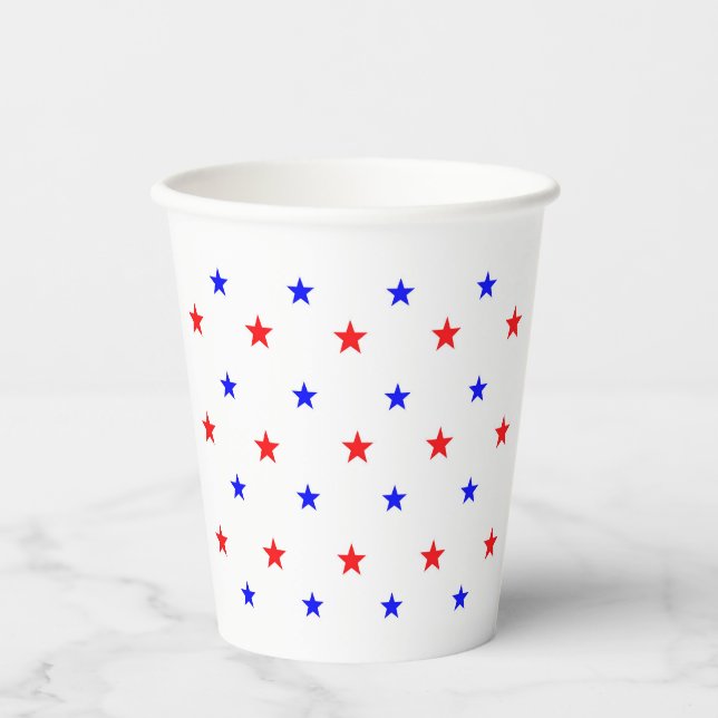 Vasos De Papel Estrellas rojas y azules - Patrón de cielo estrell (Anverso)