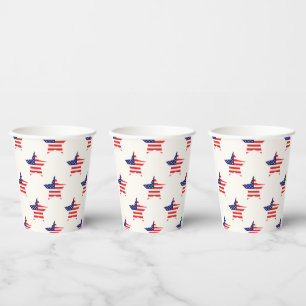 Vasos De Papel Estrellas y rayas 4 de julio Patriótico