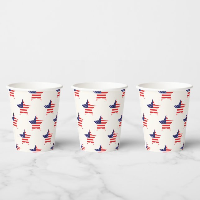 Vasos De Papel Estrellas y rayas 4 de julio Patriótico (Multi)