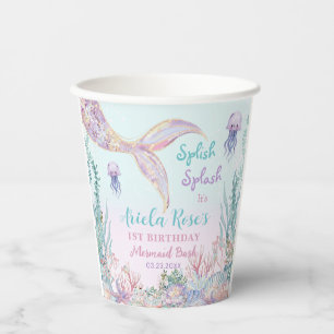Vasos De Papel Ethereal Mermaid Bash Under Sea Pool Cumpleaños