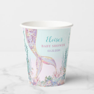 Vasos De Papel Ethereal Mermaid Under Sea Baby Shower