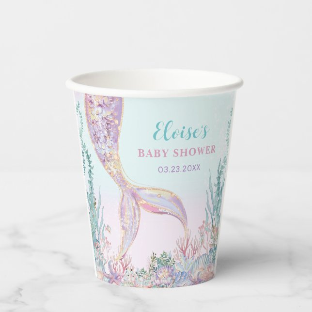 Vasos De Papel Ethereal Mermaid Under Sea Baby Shower (Anverso)