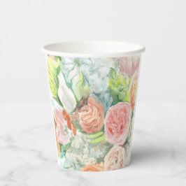 Vasos De Papel Etiqueta de botella de vino floral acuarela pastel