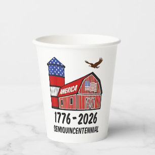 Vasos De Papel EUA Semiquincentenario 250 Aniversario 1776-2026