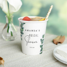 Vasos De Papel Eucalipto - baby shower de la novia 