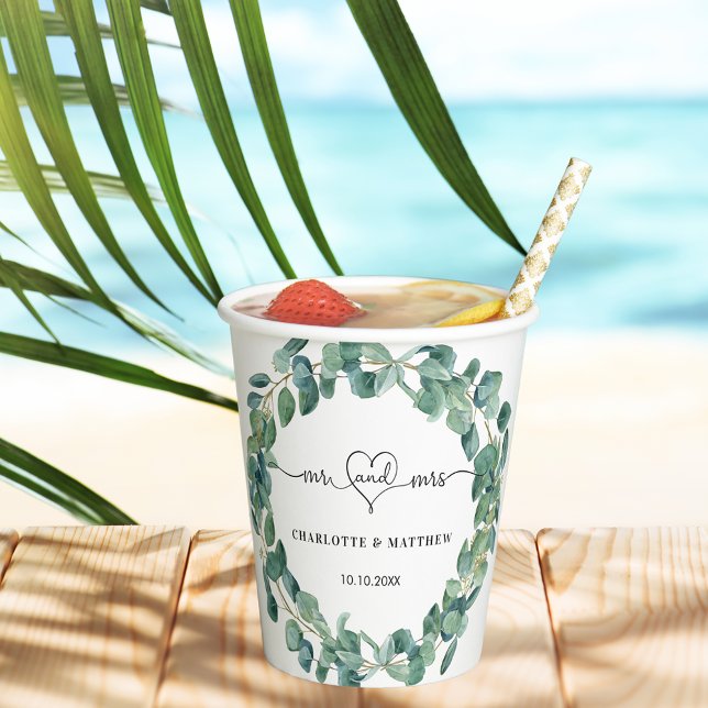 Vasos De Papel Eucalipto corazón de boda de los señores (Subido por el creador)