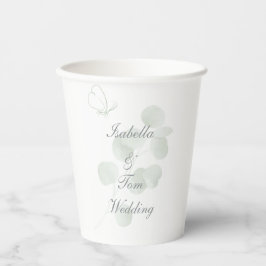 Vasos De Papel Eucalipto y Mariposa Fiesta de Boda Botánica