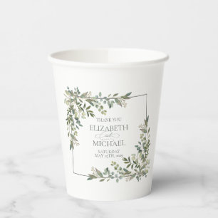 Vasos De Papel Eucalyptus Boda verde salchicha botánica