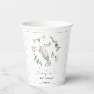 Vasos De Papel Eucalyptus boho verde bebé ducha de bebé