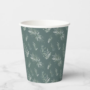 Vasos De Papel Eucalyptus deja Baby Shower acuarela