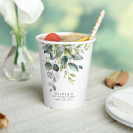 Vasos De Papel Eucalyptus Greenery Deja la acuarela